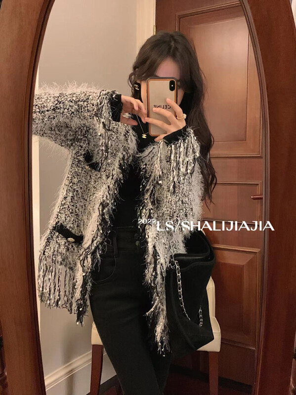 [LS] French retro tassel small fragrance short coat V801