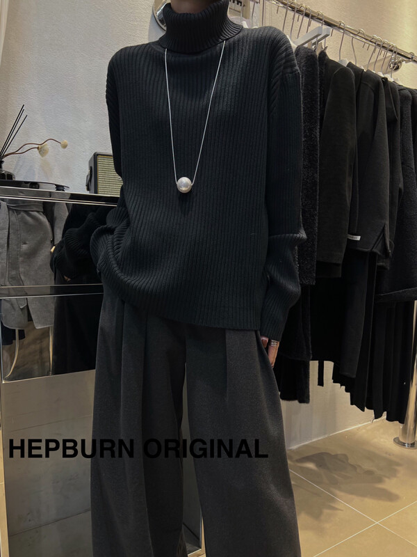 【HEPBURN Hepburn】High-neck all-match wool warm sweater (loose and thin) Y81# FHX