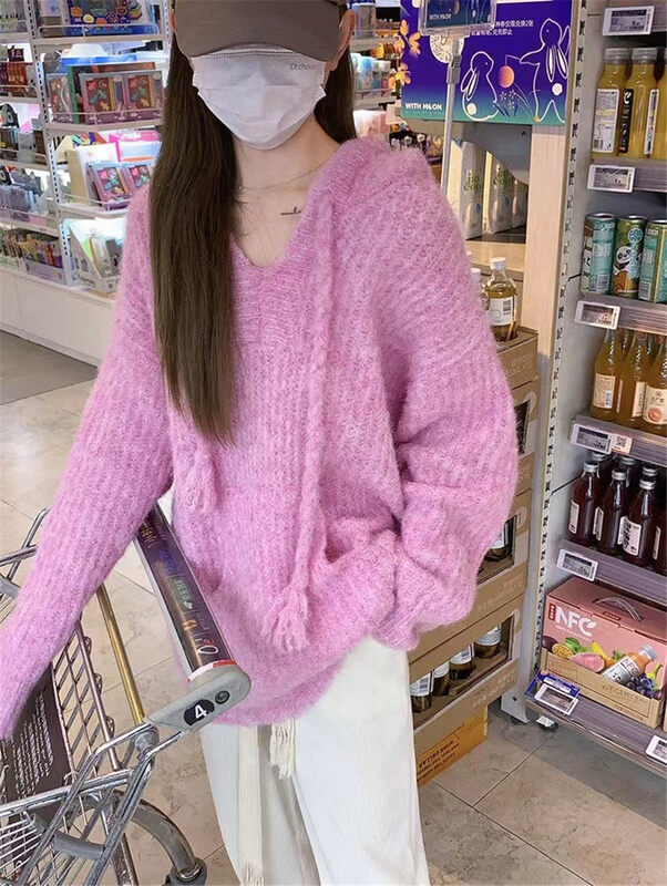 【MS STUDIO】Lazy Wind Large Pocket Hooded Warm Sweater 88352# PCZ