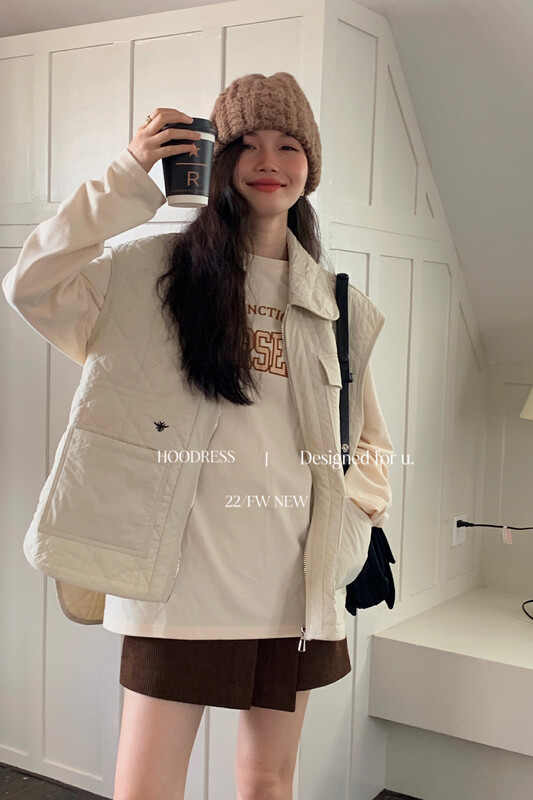 [Fire HOODRESS] Exquisite embroidery thin quilted vest 22456# JHY
