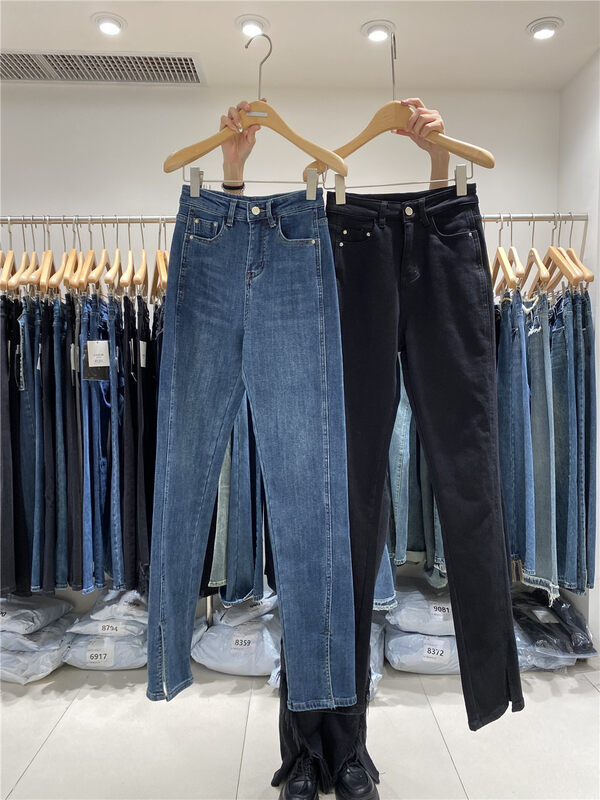 【O NOT 1】抓絨百搭韓版開叉牛仔褲  R230#  LSW