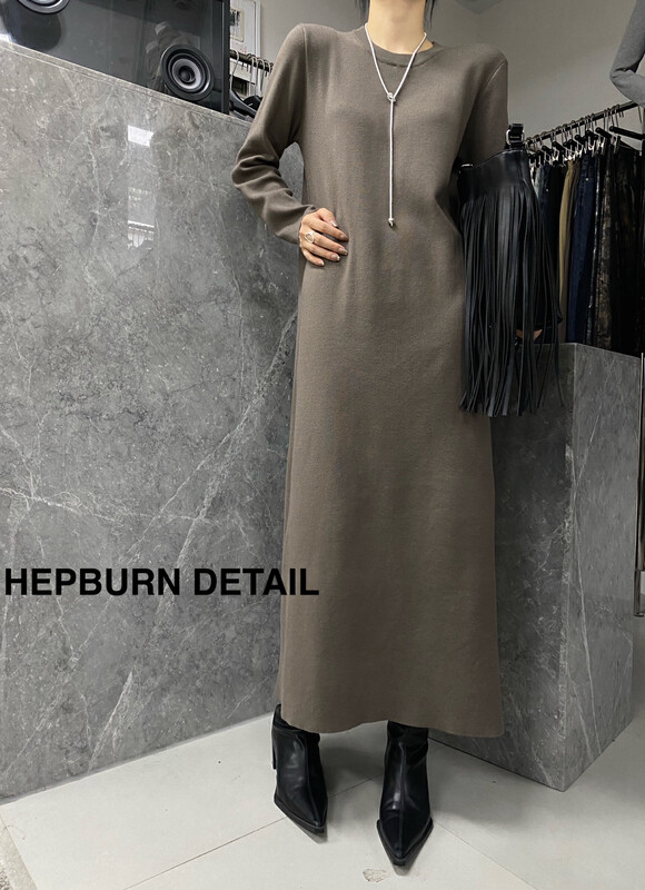 【HEPBURN Hepburn】Round Neck Knit Dress A Swing A07-1