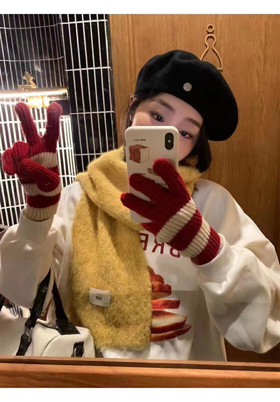 【WANG】Comfortable Versatile Colorblock Gloves 2022-12# CL