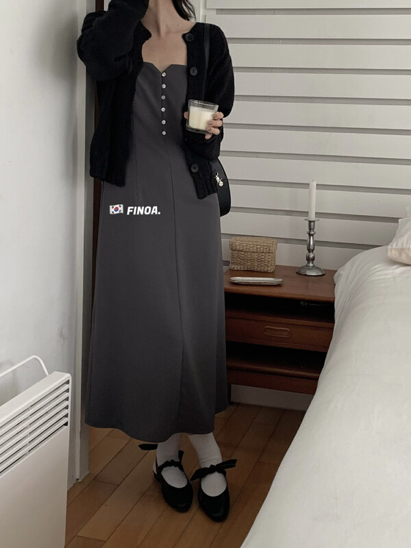 【FINOA】Nice Korean version of feminine suspender dress 10738