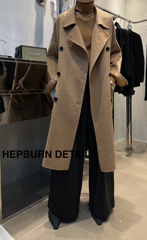 【HEPBURN Hepburn】Casual cashmere wool coat (with belt) slim and versatile HMF069