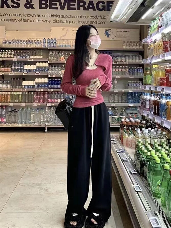 New autumn and winter! [MS STUDIO] elastic waist wide leg mopping casual pants 9430# PCZ