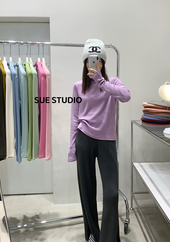 【SUE STUDIO】Solid color simple and versatile high-neck thickened warm bottoming shirt 22358# ZJY