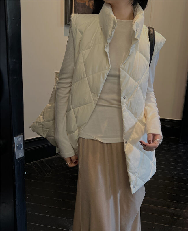 【SOUL】Simple Stand Collar Solid Color Down Vest (90% White Duck Down) 2886# CLS