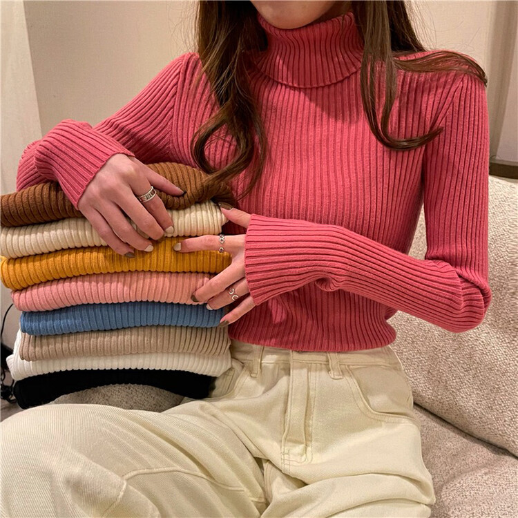 【F·P】High Neck Thickened Knit Sweater YYC460# HBX