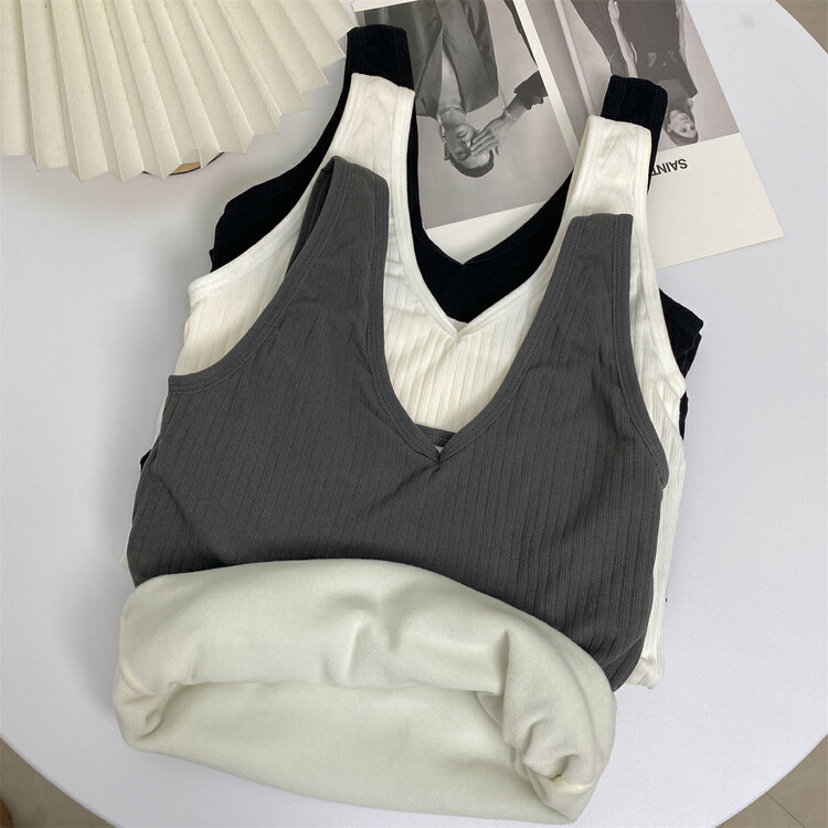 [Blue Show] Versatile v-neck plus velvet thick vest/sling 7278# LSW