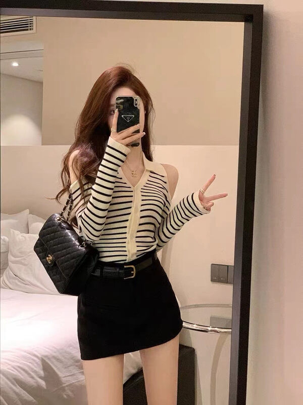 [MS STUDIO] Off-the-shoulder sweater with niche design 9478# PCZ