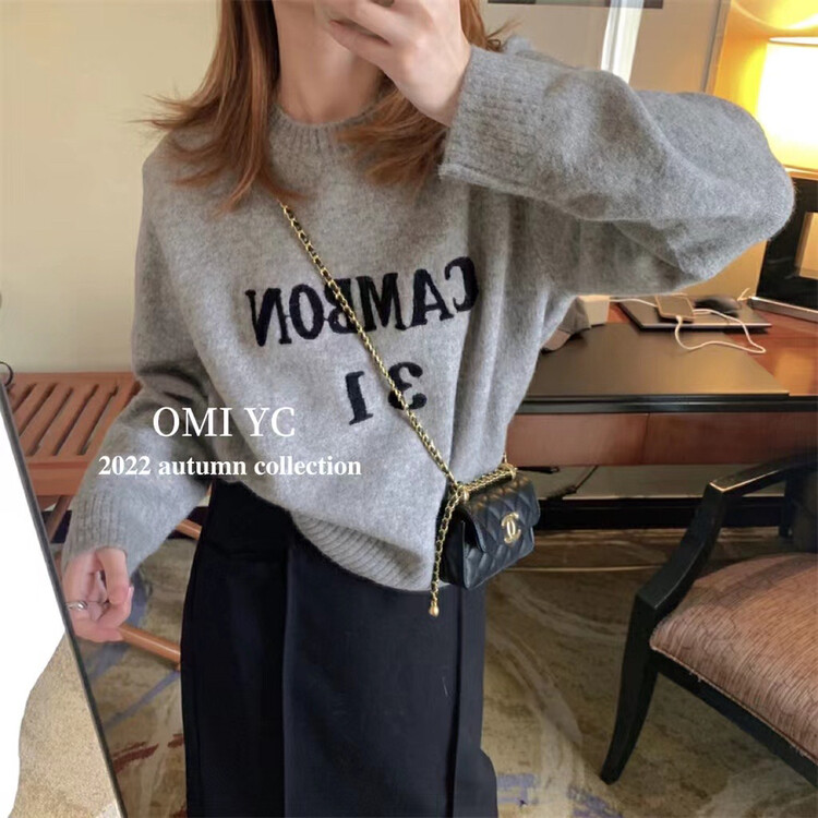 New for winter!  【O MI】 Letter Embroidered Loose Warm Sweater 23527# FHX
