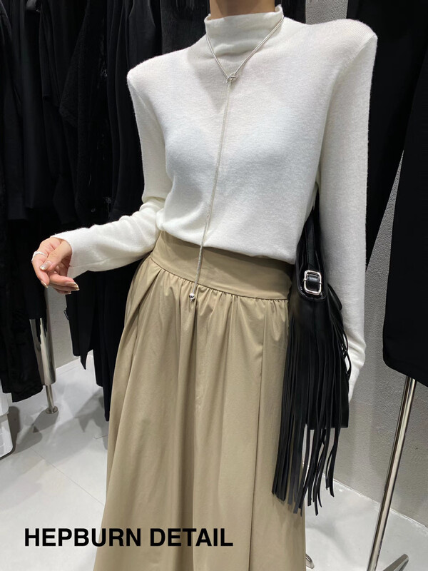 【HEPBURN Hepburn】Medium turtleneck sweater all-match solid color YS1-701-1
