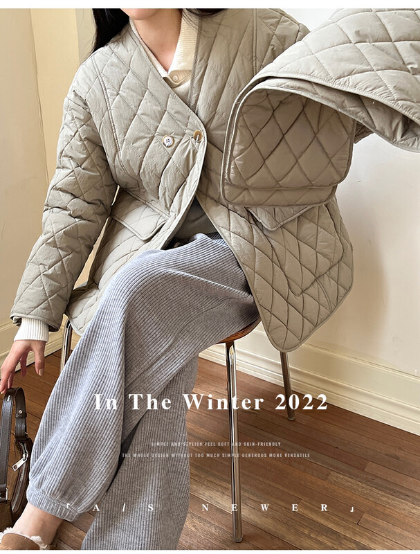 【THE MIND】V-neck single-breasted with scarf casual all-match cotton clothes (with scarf) 61252