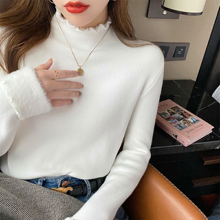 【F·P】Korean style fungus edge pullover comfortable fleece warm sweater 856# HBX