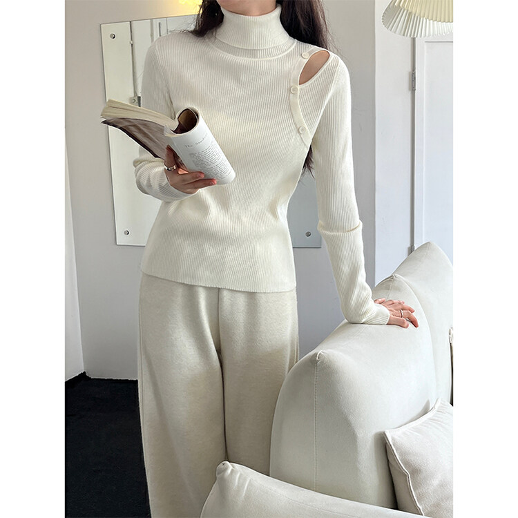 【THE MIND】Korean style winter off-the-shoulder designer warm sweater 71372# JHY