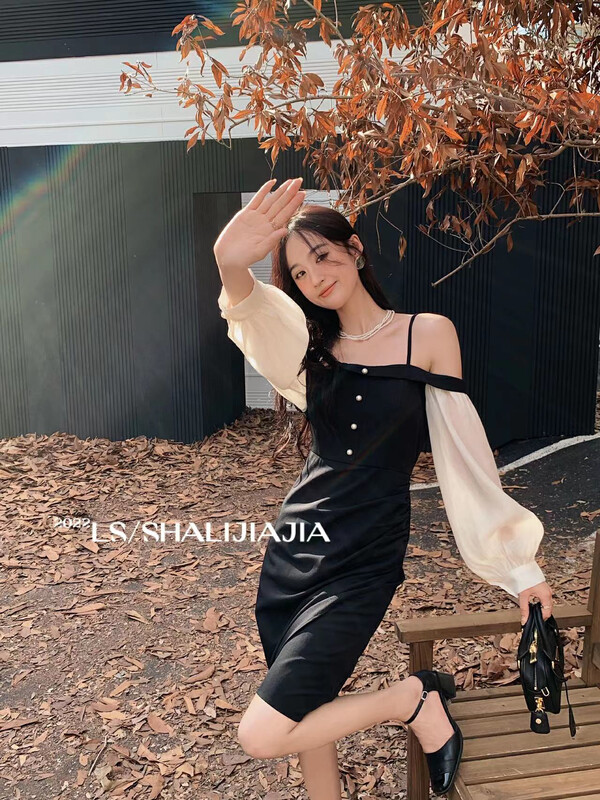 【LS】French Fashion One Shoulder Dress 8557