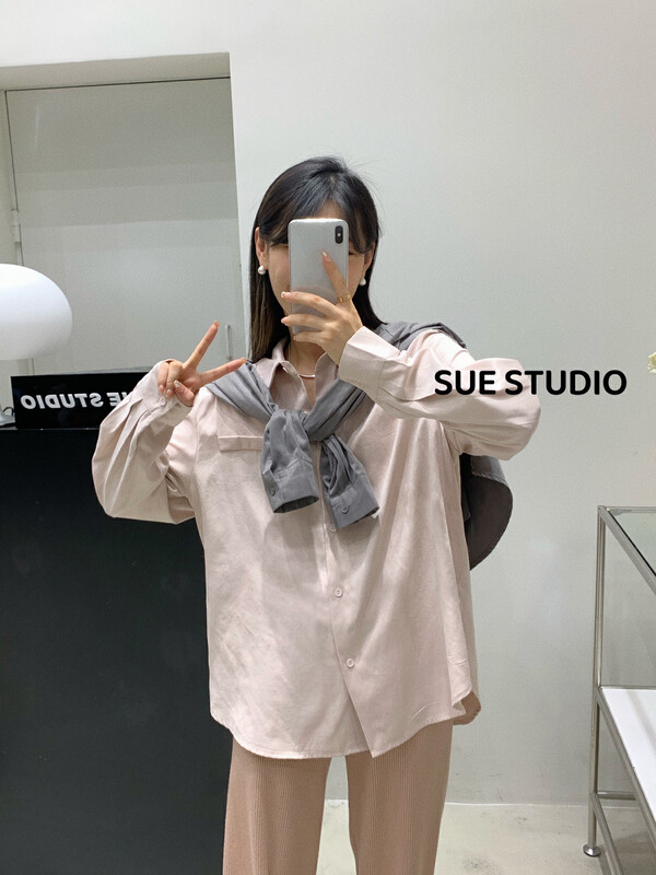[SUE STUDIO] Thickened Basic Color Loose Shirt 98078# ZJY