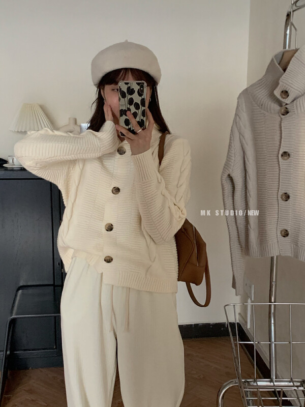 New in winter!【MK】Single-breasted comfortable stand-up collar Korean warm sweater s075# HJY