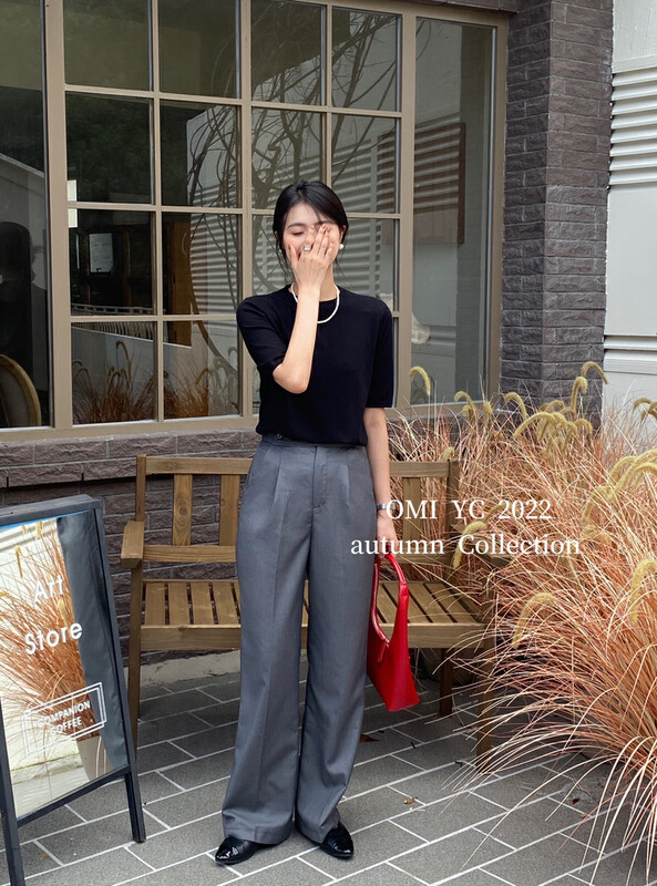 【O MI】Loose and casual wide-leg suit pants trousers 66701# FHX