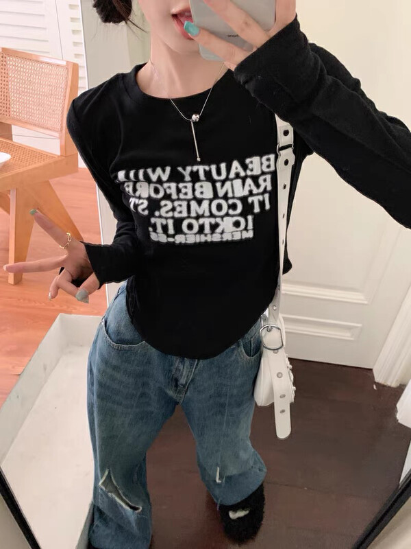【F·P】 Spice Girl Design Irregular Letter Jacquard Knit Sweater M2905# HBX