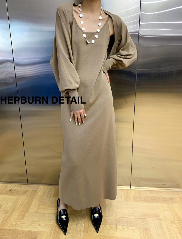 [HEPBURN Hepburn] Soft and waxy feel vest knitted cardigan 8056