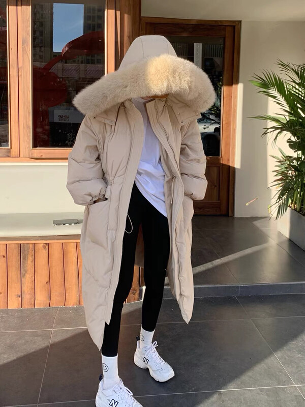 [MK] Hooded Long Large Pocket Thermal Down Jacket (with Removable Real Fox Fur Collar) (90% White Duck Down) YR06-1# HJY