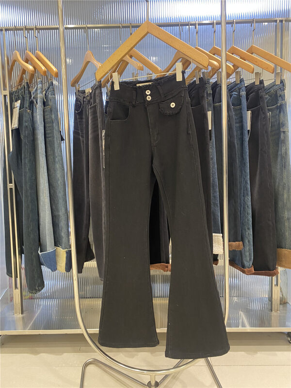 【JEANS】Extra thick fleece micro-flare jeans R461# LSW