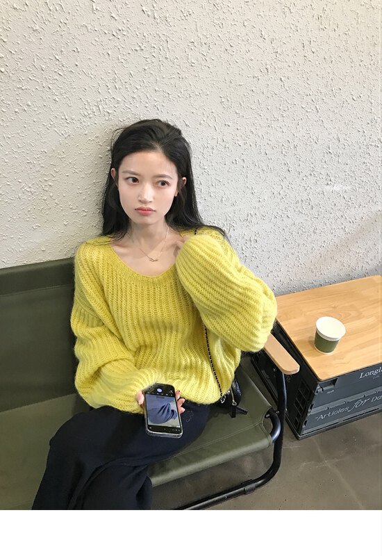 New Autumn!【MS STUDIO】Korean Round Neck Lazy Wind Warm Sweater 09413# PCZ