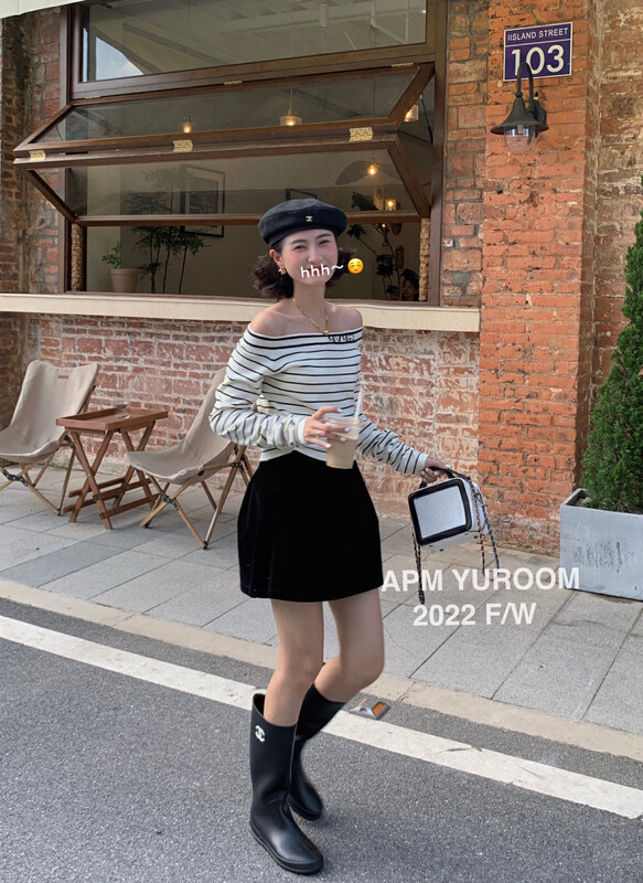 New in autumn!  【APM YUROOM】Versatile High Waist Thin Velvet A Swing Skirt 9102# LSL