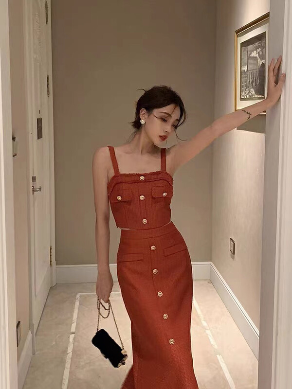 Original price 168.99! [LS] Western-style small fragrance vest skirt suit 60176
