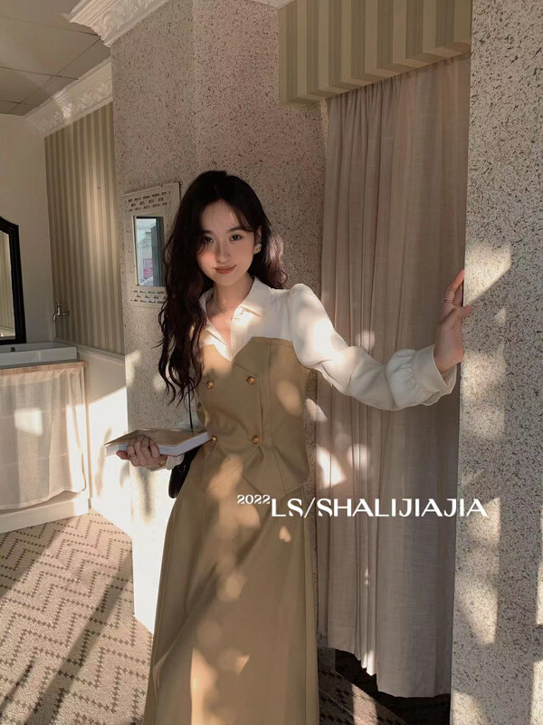 [LS] French unique irregular fake two-piece shirt 2936