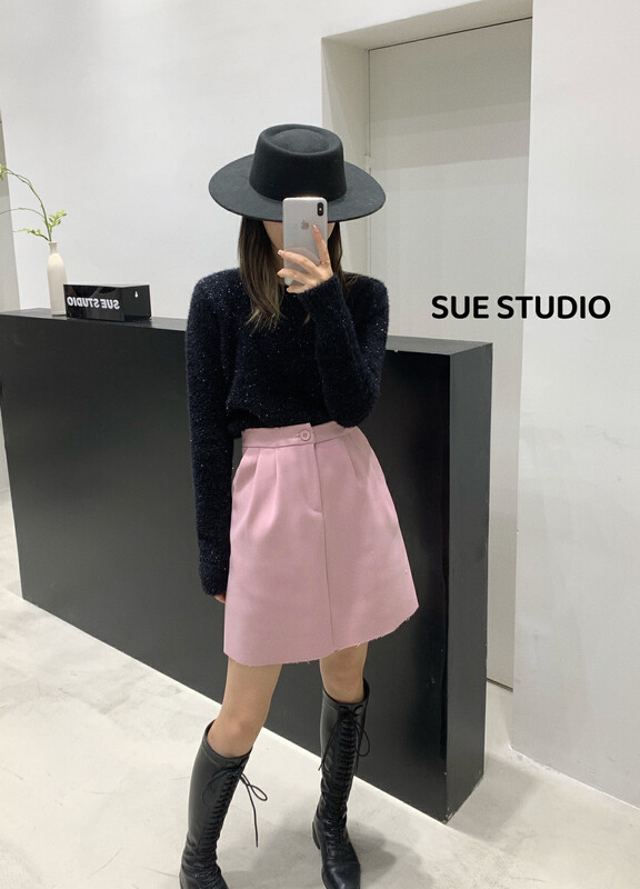 【SUE STUDIO】Korean High Waist Plus Fleece Thickened Skirt 98083# ZJY