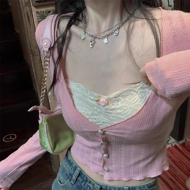New in autumn!【MS STUDIO】Hot girl fake two short shirts 9385# PCZ