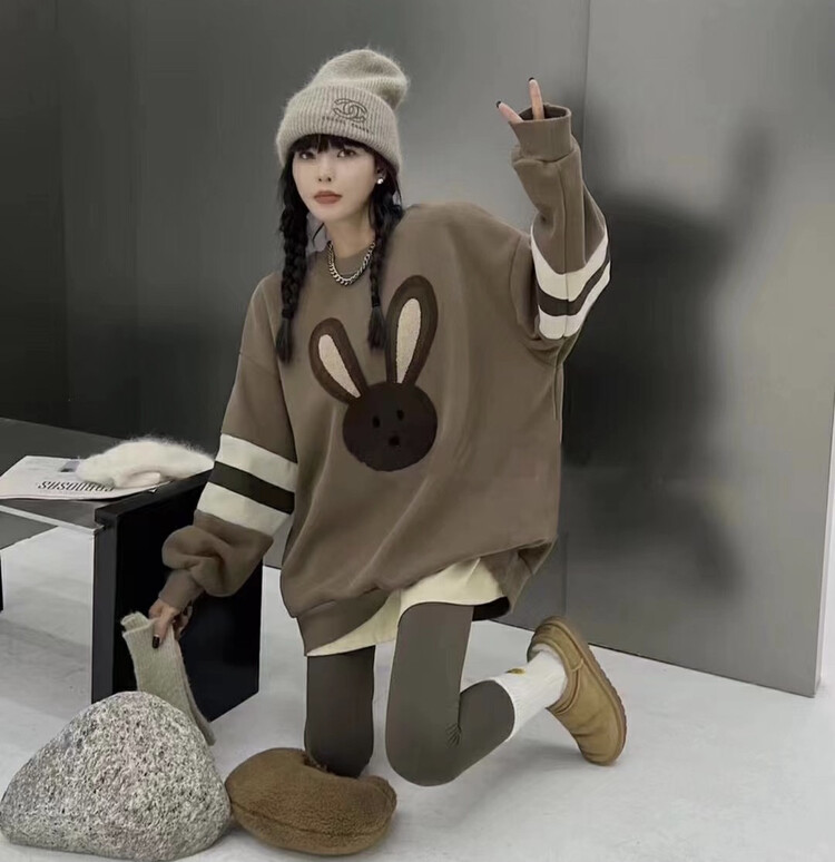 [Blue Show] Round neck loose fleece sweater 6602# LSW