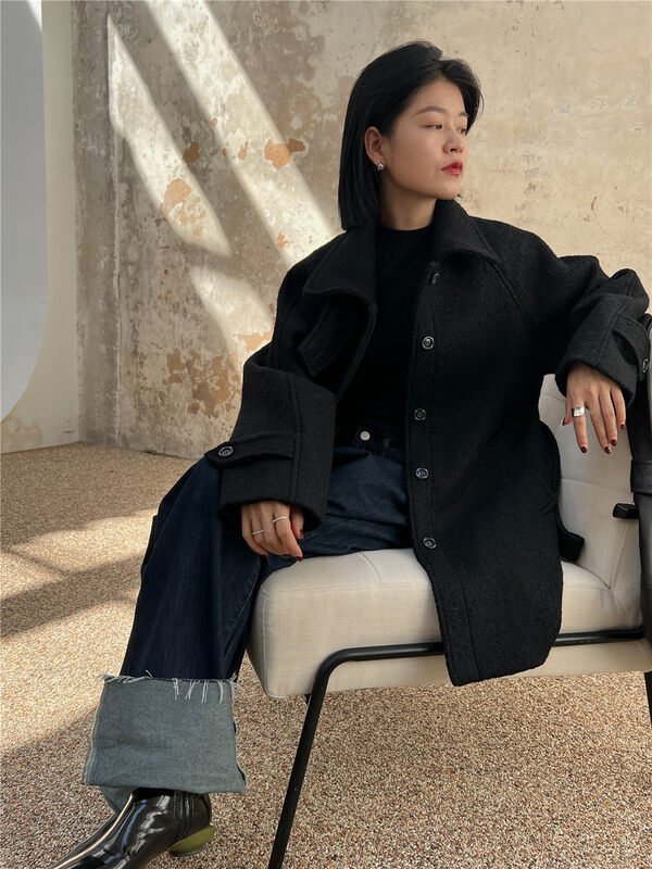 [SOUL] Big-name high-end fashion stand-up collar short jacket (with belt) (including 46% wool) 2903# CLS