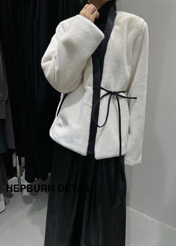 【HEPBURN Hepburn】V-neck mink short coat (loose and thin) 5301# FHX