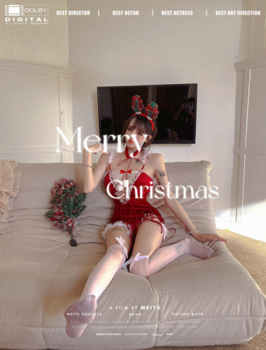 Real shot~ Sexy babes ultra-short winter cosplay red cute Christmas dress female