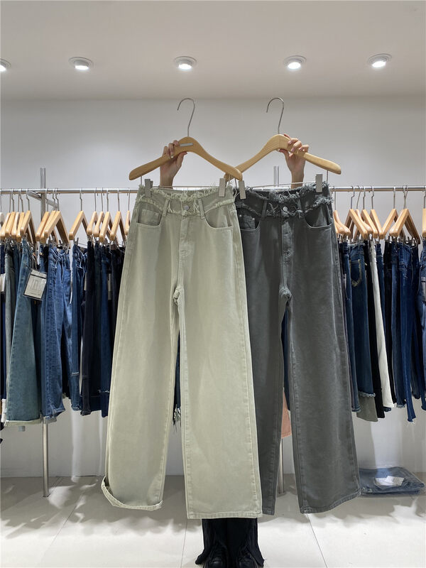 【O NOT 1】Frayed Fleece Wide Leg Jeans R479# LSW