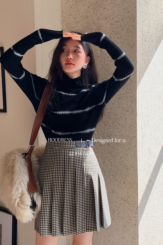 【Fire HOODRESS】Korean version all-match tie-dye striped turtleneck warm sweater J3709# JHY