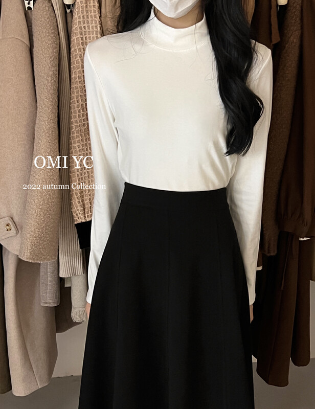 【O MI】 Thickened brushed half turtleneck bottoming shirt YS8823# FHX