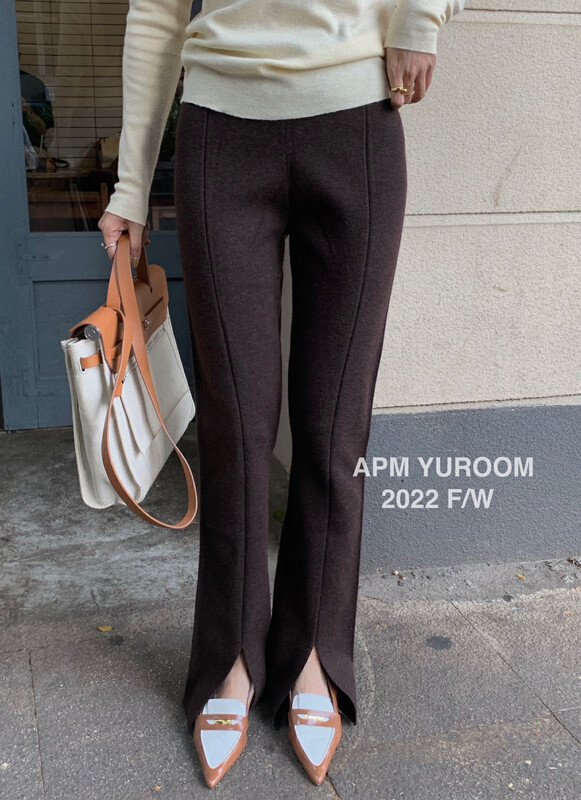 【APM YUROOM】Texture high waist slim slit casual pants 6115# LSL