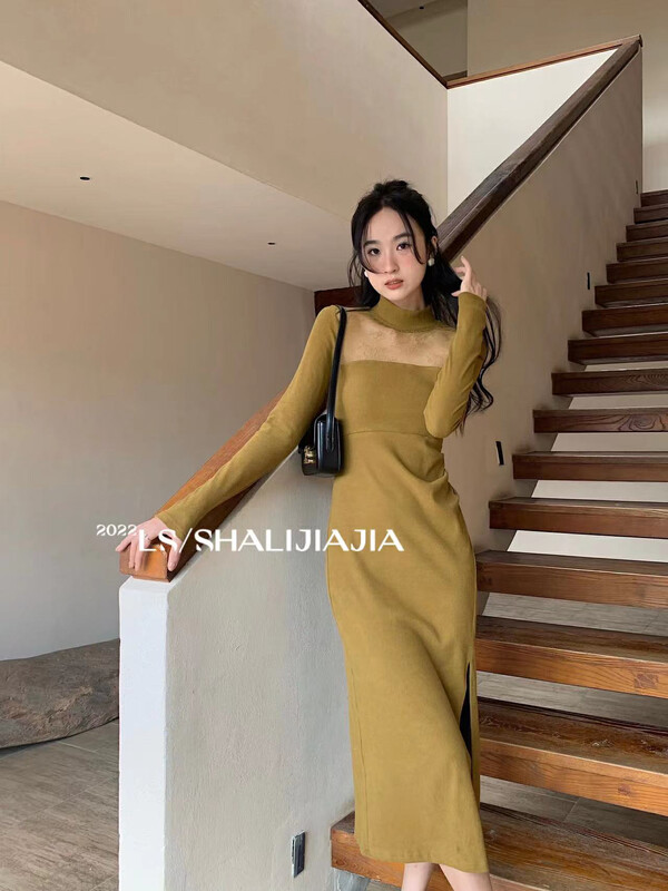 Original price 108.99! [LS] Fashionable western style knitted bottoming dress 51056