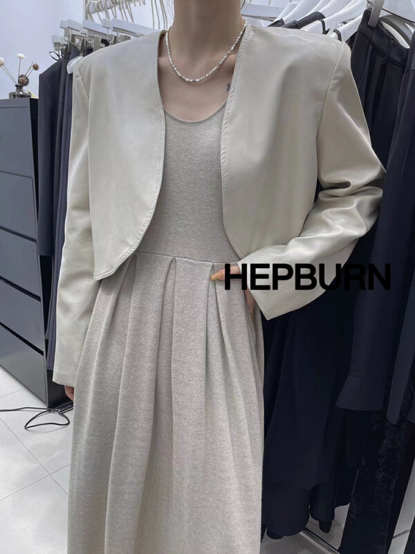 【HEPBURN Hepburn】All-match simple short leather jacket 5198# FHX