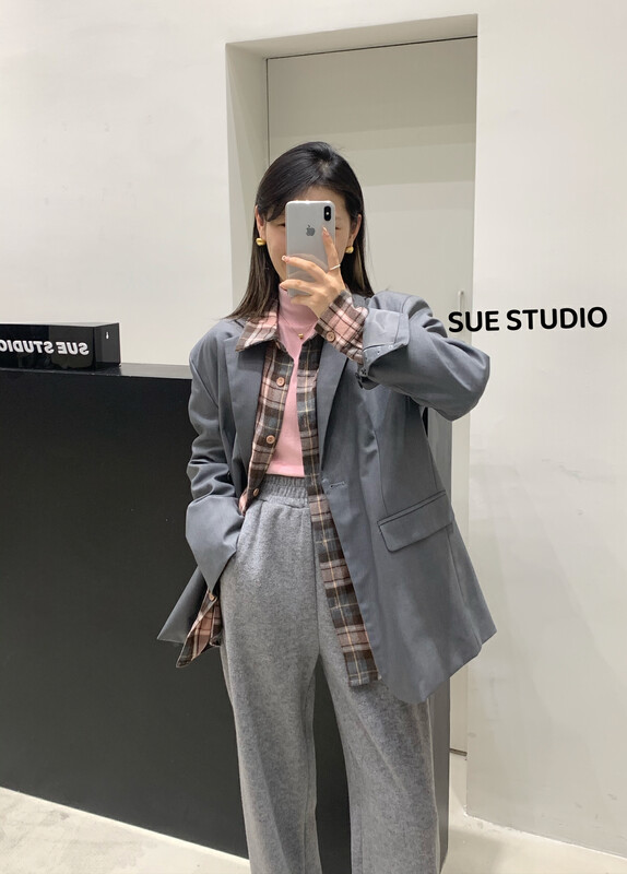 【SUE STUDIO】Korean Check Fashion Shirt 98082# ZJY