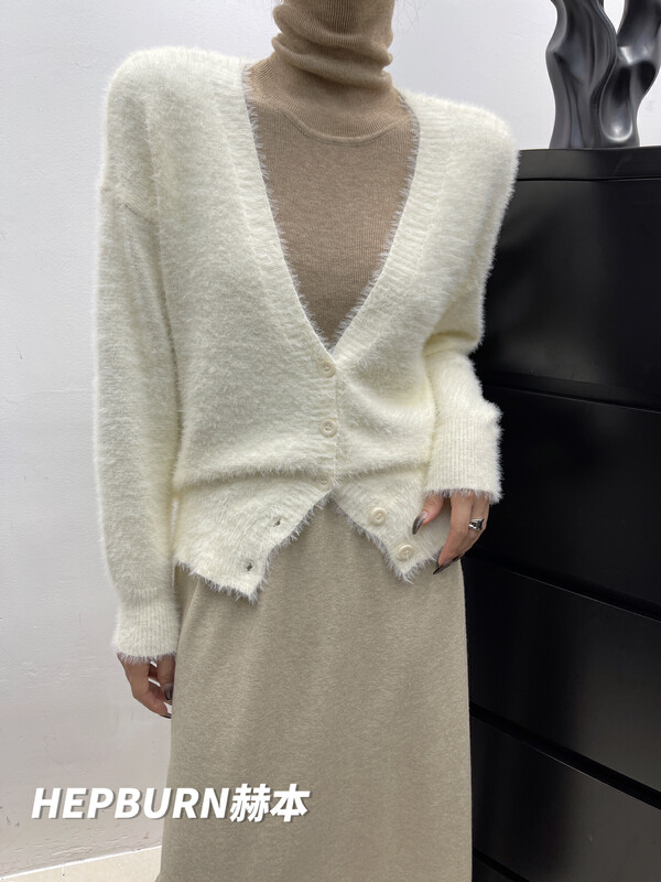 【HEPBURN】Solid color cardigan knitted warm sweater (all-match casual) 8075# FHX