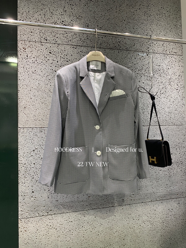 Original price 146.51! [Fire HOODRESS] Korean version commuter all-match plaid loose suit J21060# JHY