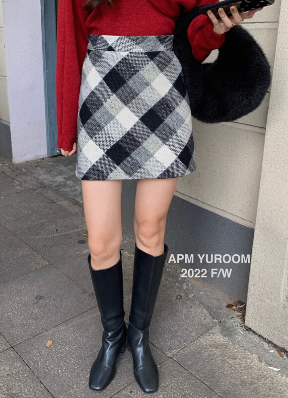 【APM YUROOM】Temperament high waist slim plaid skirt 9178# LSL