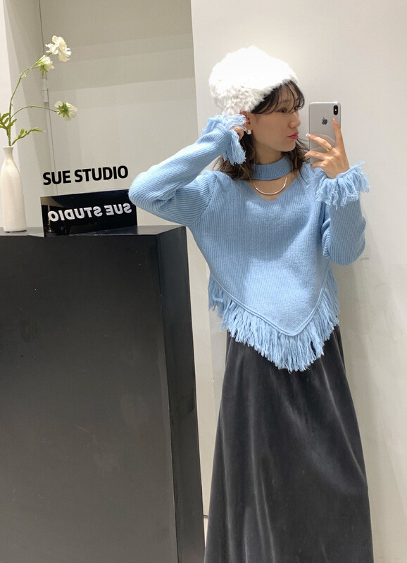 【SUE STUDIO】Slim neck fringed warm sweater 9829# ZJY