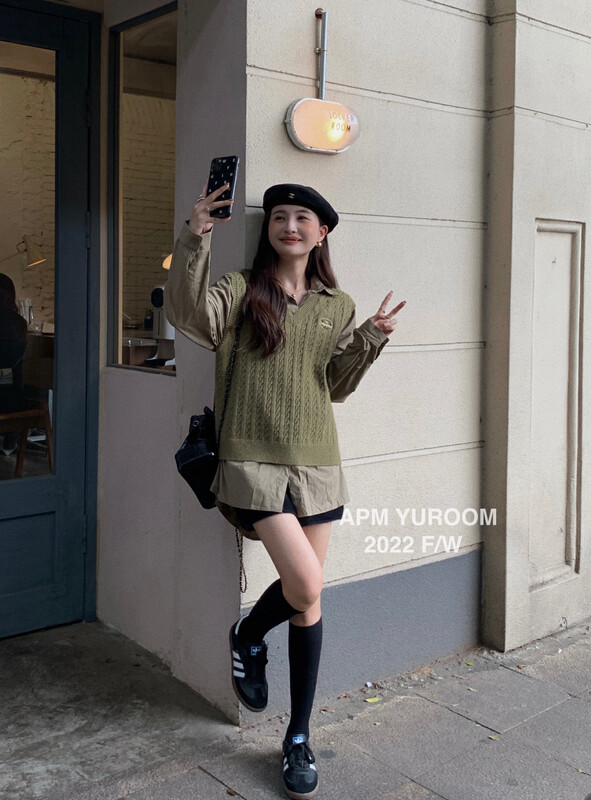 【APM YUROOM】Korean version all-match college style knitted vest 6119# LSL